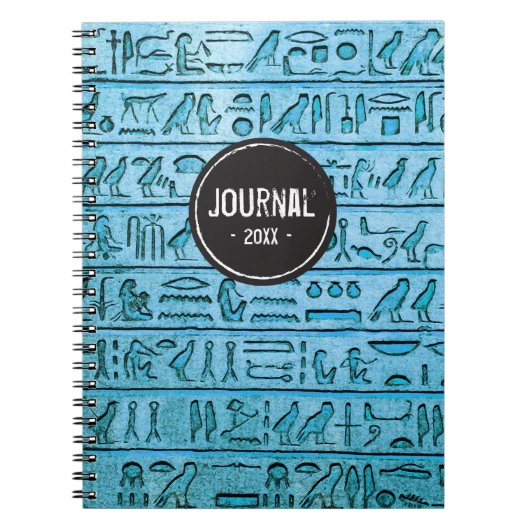 Hiéroglyphes égyptiens anciens - Carnet bleu (Devant)