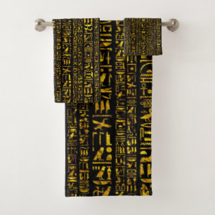 Hiéroglyphes égyptiens anciens or et couleur noire