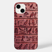 Hiéroglyphes égyptiens anciens Red iPhone 14 Coque (Verso)