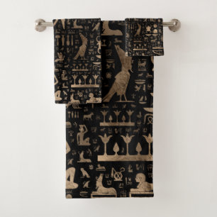 Hiéroglyphes égyptiens antiques - noir et or
