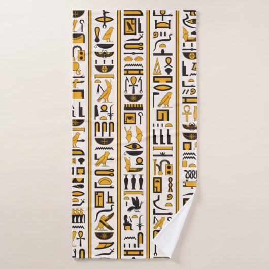 Hiéroglyphes égyptiens jaune-noir couleur transpar (Serviette de bain)