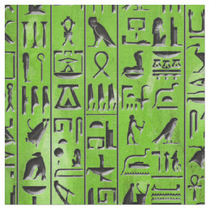 Hieroglyphics in Emerald Stof