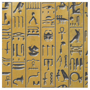 Hieroglyphics in Gold Stof