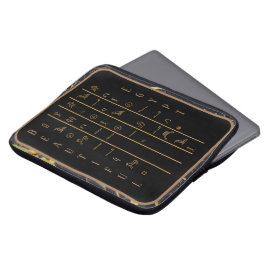 Hieroglyphs Mooi Egyptisch zwart-wit en gouden lij Laptop Sleeve