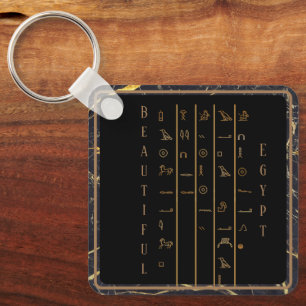 Hieroglyphs Mooi Egyptisch zwart-wit en gouden lij Sleutelhanger