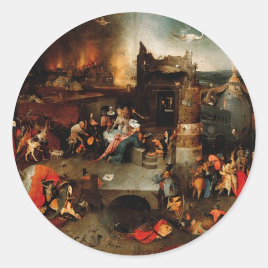 Hieronymus Bosch - Temptation of Saint Anthony Ronde Sticker (Voorkant)