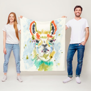 Hifi Llama - Portrait Fleece Deken