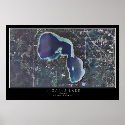 Higgins Lake Michigan Satellite Poster Map (Voorkant)