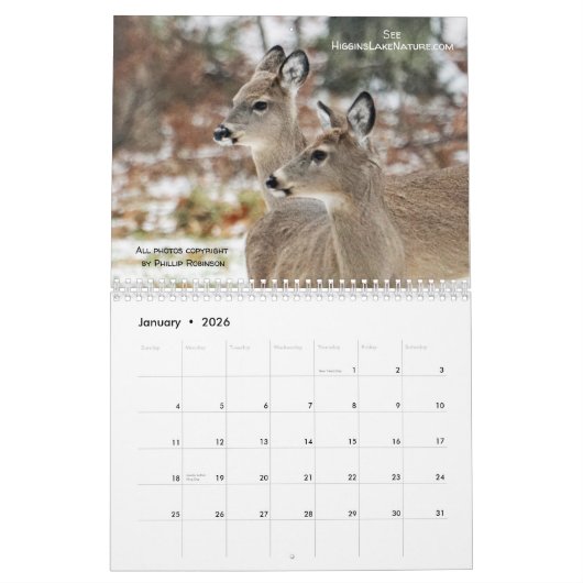 Higgins Lake Nature 2020 Calendrier c (Jan 2026)