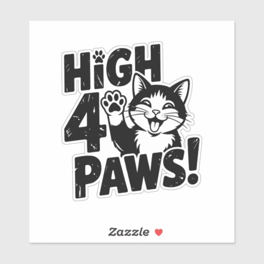 High 4 Paws Cat Sticker (Vel)