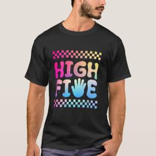 High 5 Het is mijn verjaardag vijf jaar oud geruit T-shirt