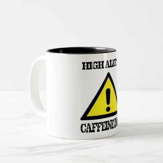High Alert Cafeïne Zone Funny Christmas mok (Voorkant links)