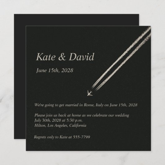 ©High Altitude Vliegtuig Bestemming Bruiloft Kaart (Voorkant / Achterkant)