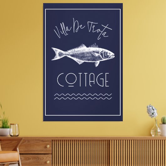 High Design Lake House Donkerblauw Canvas Afdruk (Insitu (Woonkamer))