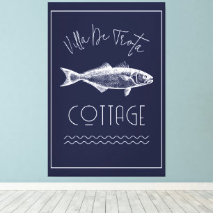 High Design Lake House Donkerblauw Canvas Afdruk