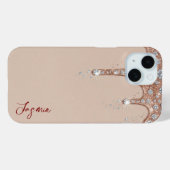 High-End Beige & Roze Goud Glitter Drip Case-Mate iPhone Case (Achterkant (horizontaal))