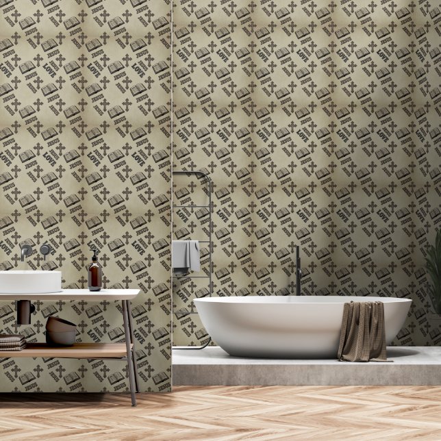 High End Textured Faith Inspired Design Behang (Badkamer)