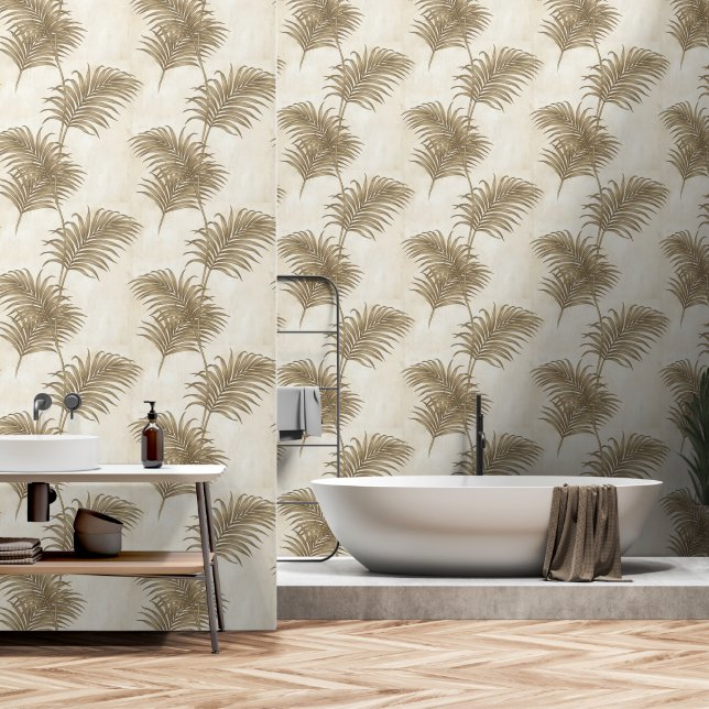 High End Textured Palm Leaf Design Behang (Badkamer)