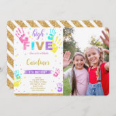 High Five Birthday Photo Invitation (Devant / Derrière)