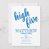High Five Birthday Uitnodiging Blauw (Voorkant)
