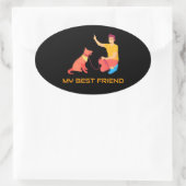 "High-Five met Bestie" Ovale Sticker (Tas)