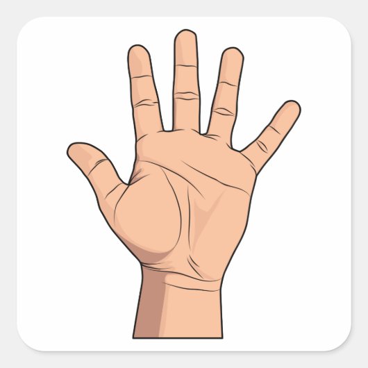 High Five Open Hand Sign Five Fingers Gesture Vierkante Sticker (Voorkant)
