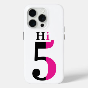 High Five Pink Modern typografisch ontwerp iPhone 15 Pro Case