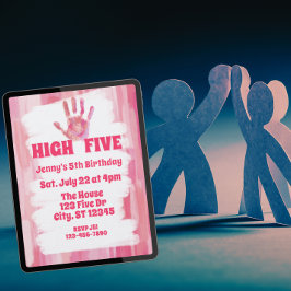 High Five, Pink Painted 5th Birthday Kaart