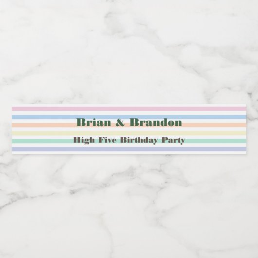 High Five verjaardagsfeestje tweeling mapache stre Waterfles Etiket (Enkel label)