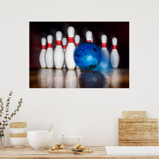 High Flush, Bowling Ball Strike, Bowling Art Poster (Keuken)