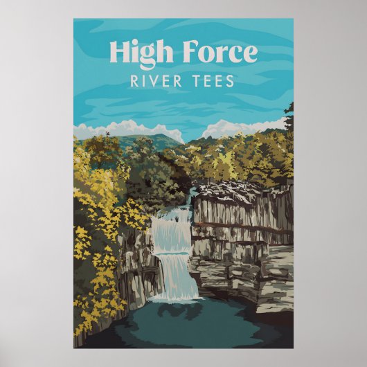 High Force Waterfall River Tees Travel Poster (Devant)