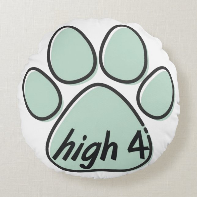 High Four 4 Hond Rond Kussen (Voorkant)