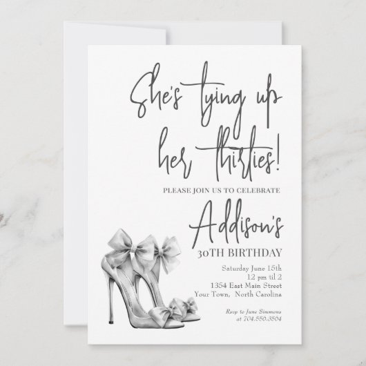 High Heel black bow 30th Birthday Party Invitation (Devant)