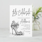 High Heel black bow 40th Birthday Party Invitation (Debout devant)