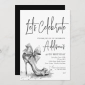 High Heel black bow 40th Birthday Party Invitation (Devant / Derrière)