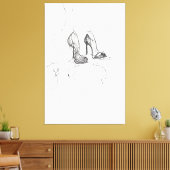 High Heel Mode Sketch - Premium Canvas Afdruk (Insitu (Woonkamer))