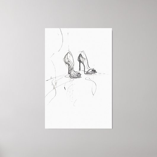 High Heel Mode Sketch - Premium Canvas Afdruk (Voorkant)