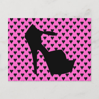 HIGH HEEL - PUMP IT UP SASSY PINK HEARTS BRIEFKAART