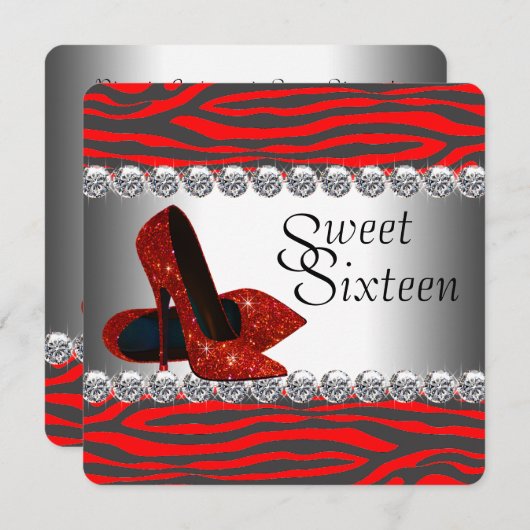 High Heel Schoen Rode Zebra Verjaardagsfeest Kaart (Voorkant / Achterkant)