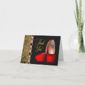 High Heel Schoenen Parels Zwart Ruby Rood Goud Bed Bedankkaart (Voorkant)