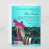 High Heel Shoes Blauwgroen Blauw en Roze Zebra Par Kaart (Achterkant)