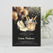 High Heels Gouden Zwarte Vrouw Verjaardagsfeest Kaart (Staand voorkant)