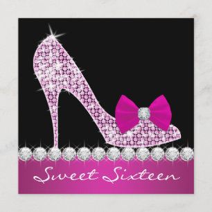 High Heels Hot Pink Sweet Zestien Verjaardagsfeest Kaart
