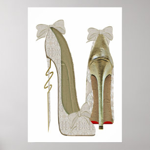 High Heels Lace en Bows Stiletto schetst het Poste Poster