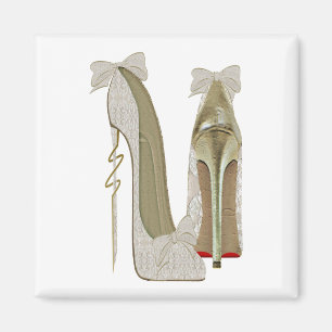 High Heels Lace en Bows Stiletto Shoes Art Magnet Magneet
