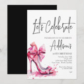 High Heels Pink bow 30th Birthday Party Invitation (Devant / Derrière)