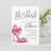 High Heels Pink bow 40th Birthday Party Invitation (Debout devant)