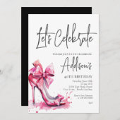High Heels Pink bow 40th Birthday Party Invitation (Devant / Derrière)