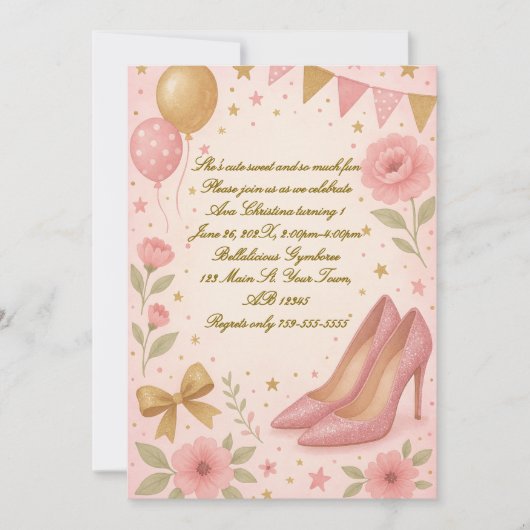 High Heels Princess Invitation d'anniversaire (Devant)