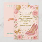 High Heels Princess Invitation d'anniversaire (Devant / Derrière)
